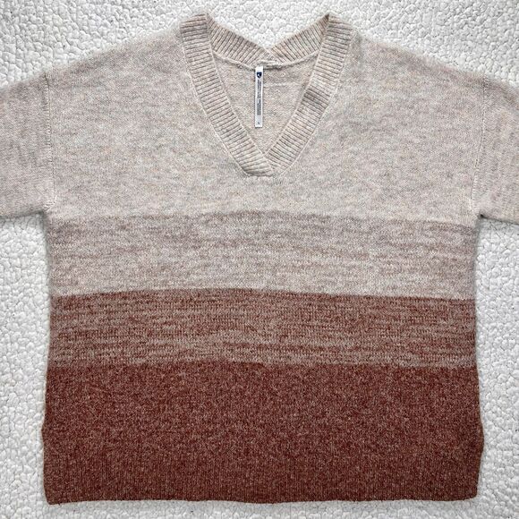 KÜHL Ombre Knit V-Neck Sweater Women’s L Beige Brown Cozy Soft Fall Winter - Picture 2 of 13